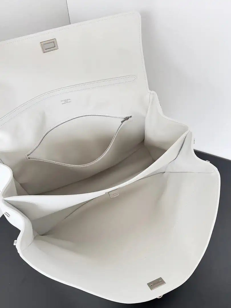 Balenciaga 7897442 Rodeo Handbag Large in White smooth calfskin aged-Silver