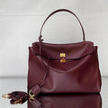 Balenciaga 7897442 Rodeo Handbag Large in Wine Red smooth calfskin Gold