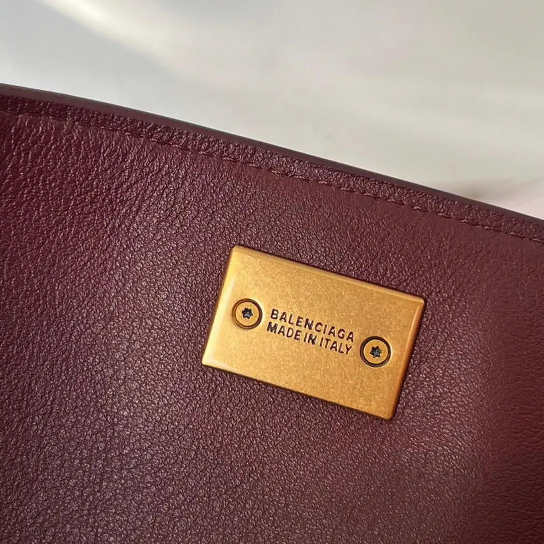 Balenciaga 7897442 Rodeo Handbag Large in Wine Red smooth calfskin Gold