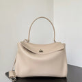 Balenciaga 7897722 Rodeo Handbag Medium in Beige smooth calfskin aged-Silver