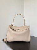 Balenciaga 7897722 Rodeo Handbag Medium in Beige smooth calfskin aged-Silver