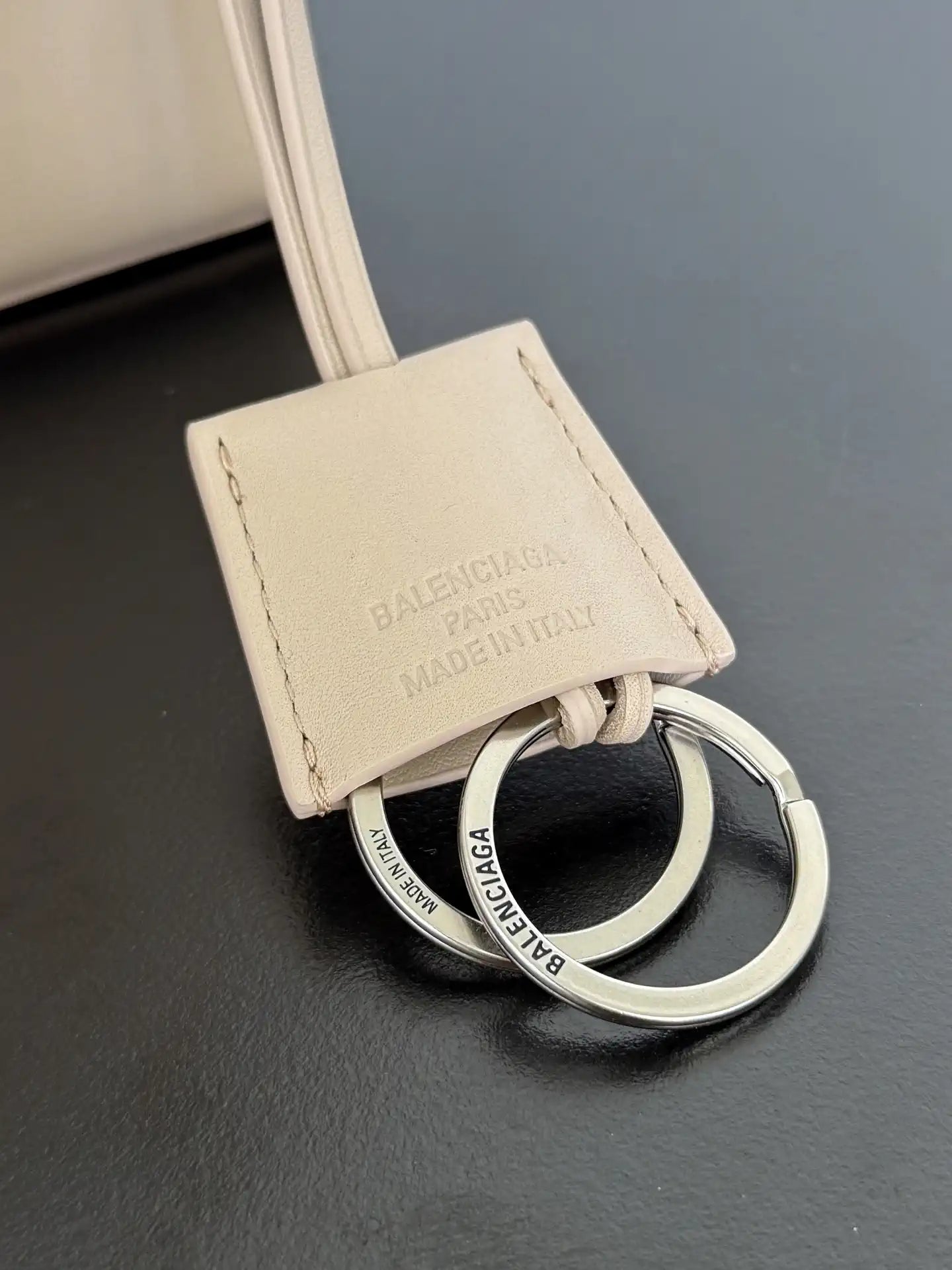 Balenciaga 7897722 Rodeo Handbag Medium in Beige smooth calfskin aged-Silver