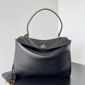 Balenciaga 7897722 Rodeo Handbag Medium in black smooth calfskin aged-gold hardware