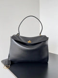 Balenciaga 7897722 Rodeo Handbag Medium in black smooth calfskin aged-gold hardware