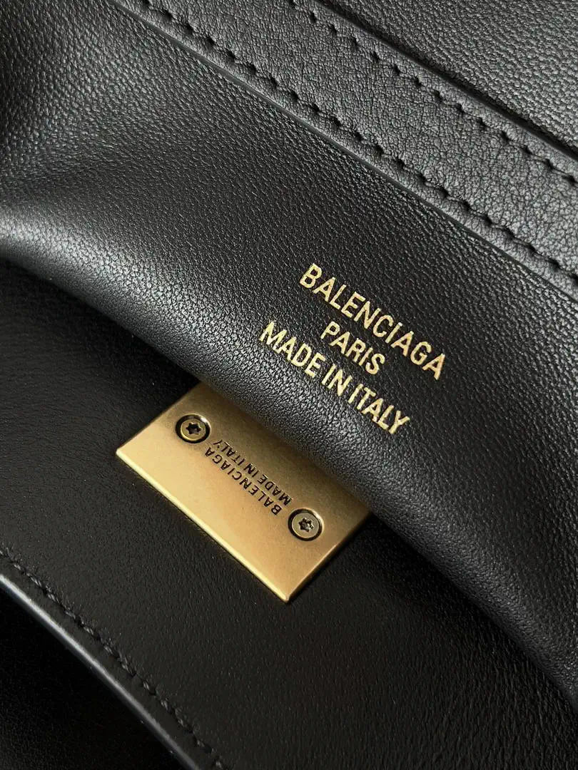 Balenciaga 7897722 Rodeo Handbag Medium in black smooth calfskin aged-gold hardware