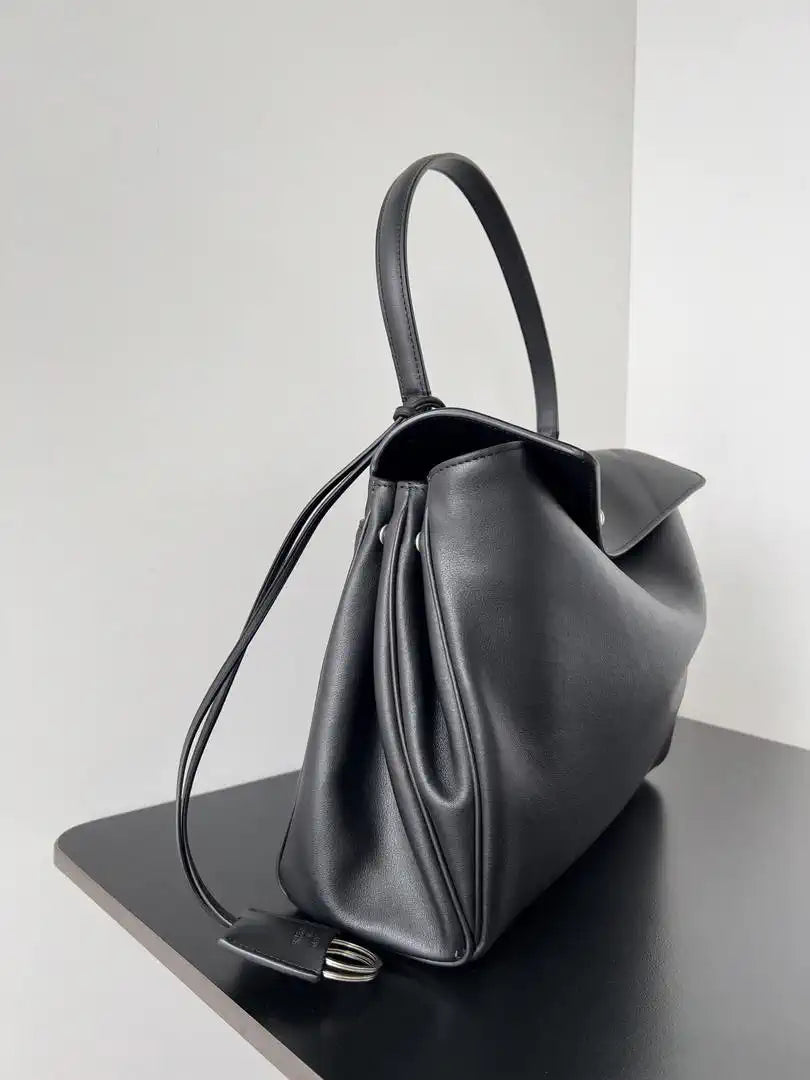 Balenciaga 7897722 Rodeo Handbag Medium in black smooth calfskin aged-Silver