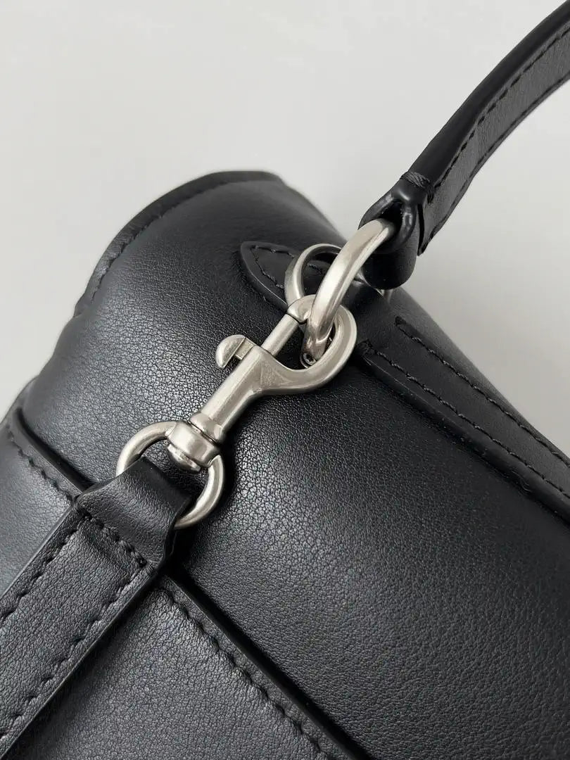 Balenciaga 7897722 Rodeo Handbag Medium in black smooth calfskin aged-Silver