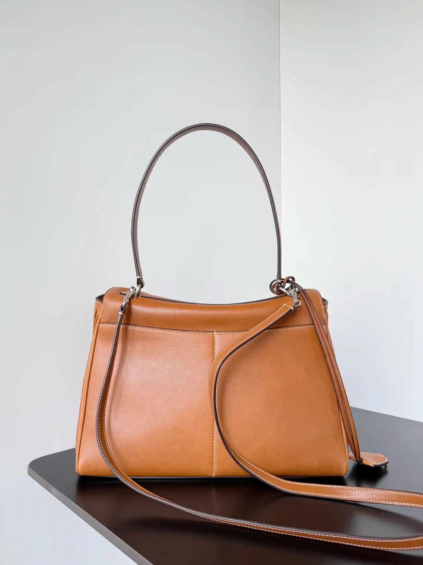 Balenciaga 7897722 Rodeo Handbag Medium in Gold Brown smooth calfskin aged-Silver