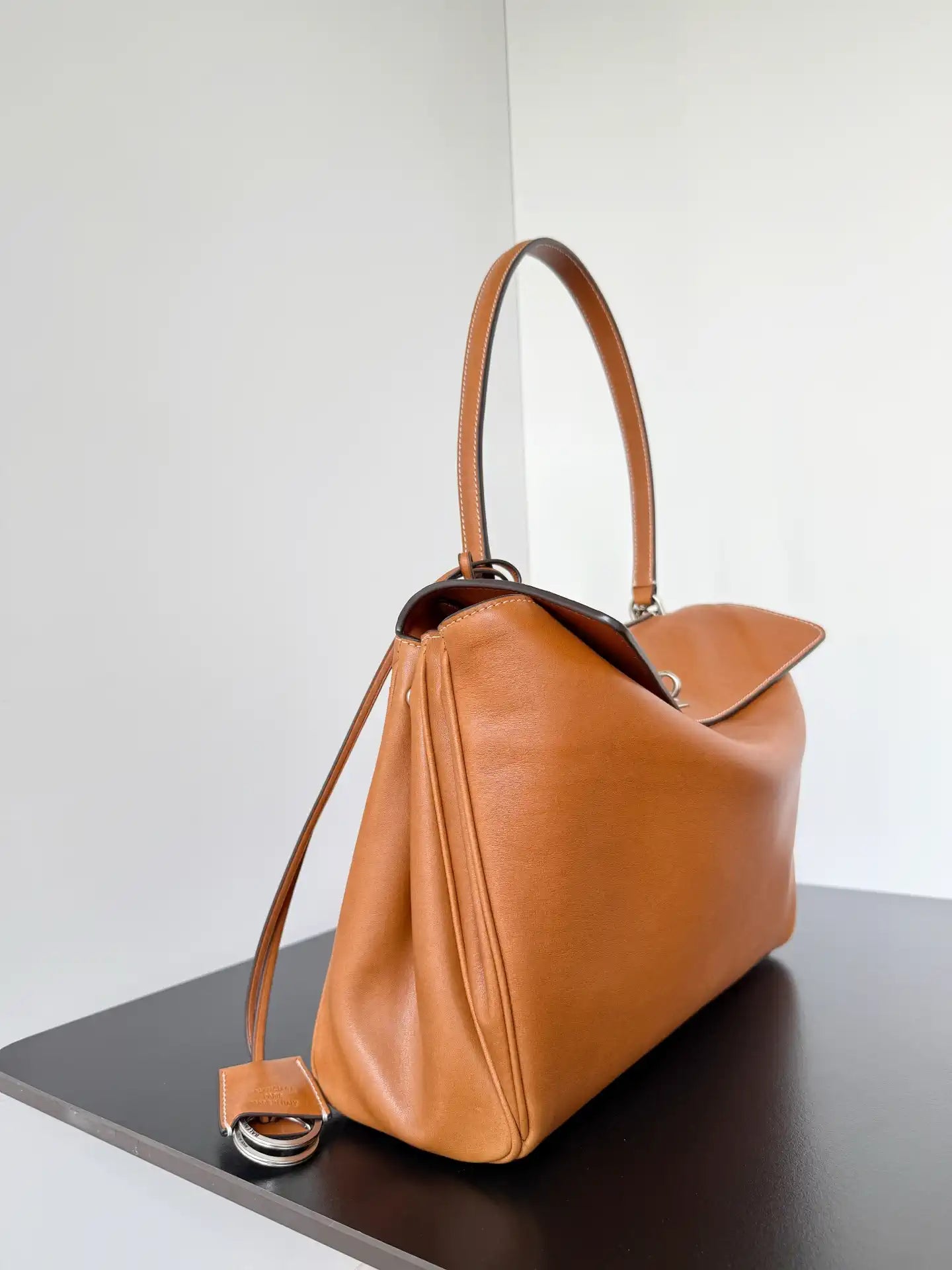 Balenciaga 7897722 Rodeo Handbag Medium in Gold Brown smooth calfskin aged-Silver