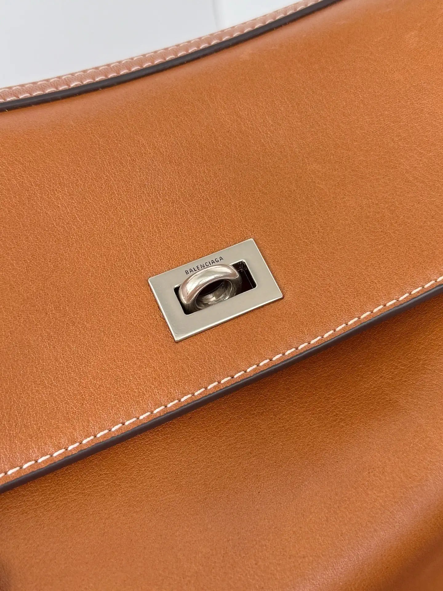Balenciaga 7897722 Rodeo Handbag Medium in Gold Brown smooth calfskin aged-Silver