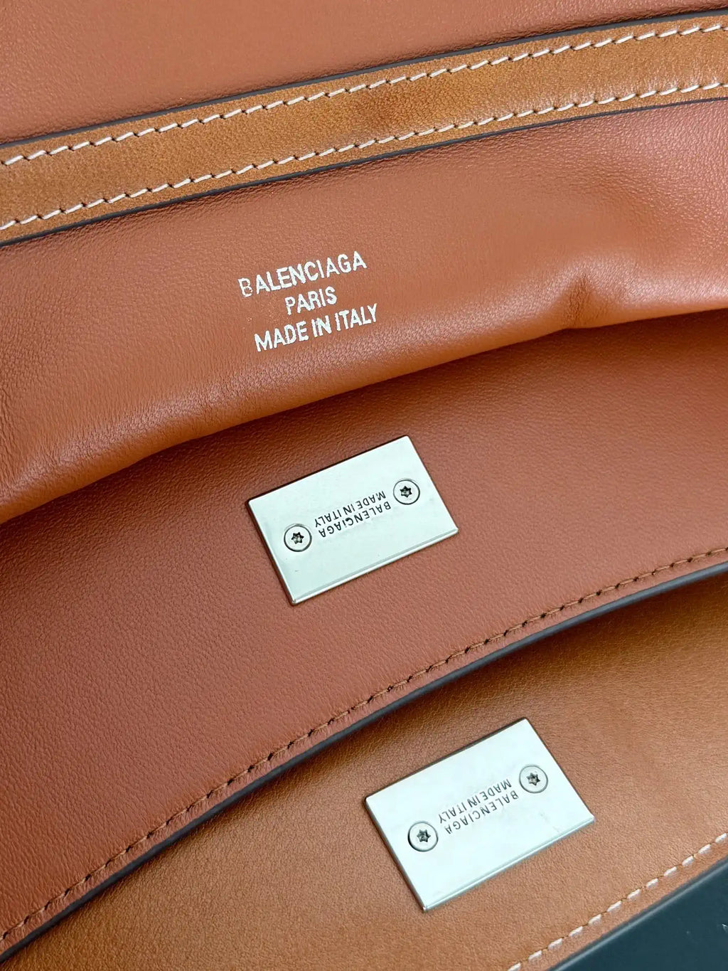 Balenciaga 7897722 Rodeo Handbag Medium in Gold Brown smooth calfskin aged-Silver