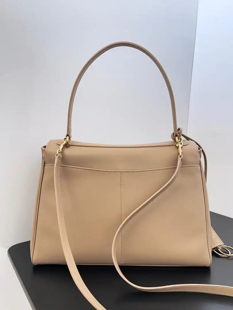 Balenciaga 7897722 Rodeo Handbag Medium in Milk Tea smooth calfskin Gold