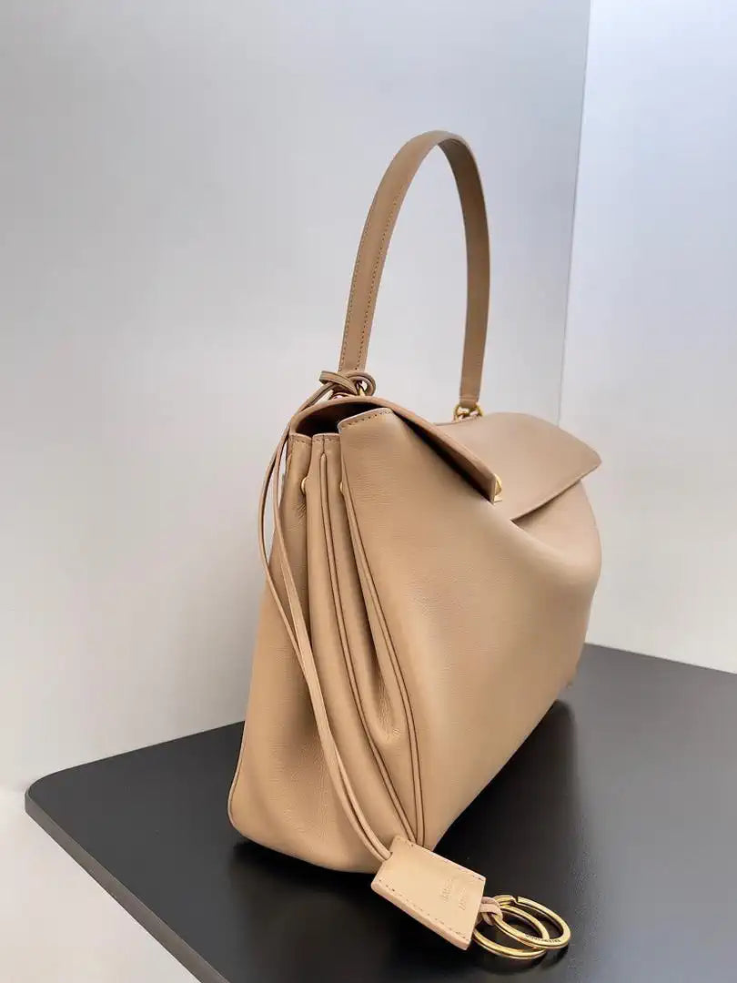 Balenciaga 7897722 Rodeo Handbag Medium in Milk Tea smooth calfskin Gold