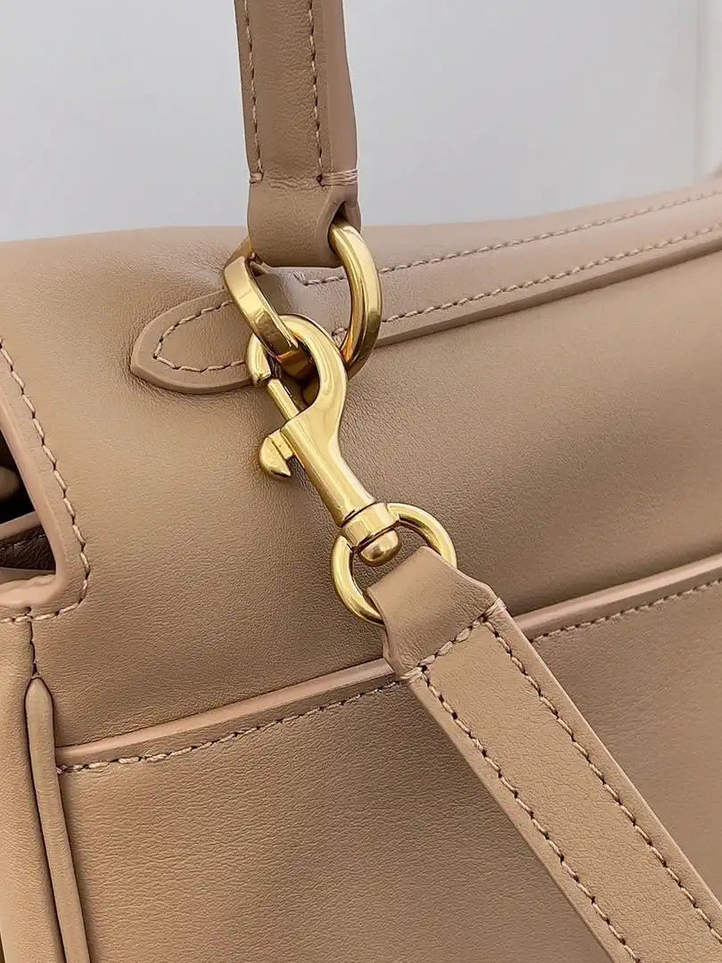 Balenciaga 7897722 Rodeo Handbag Medium in Milk Tea smooth calfskin Gold