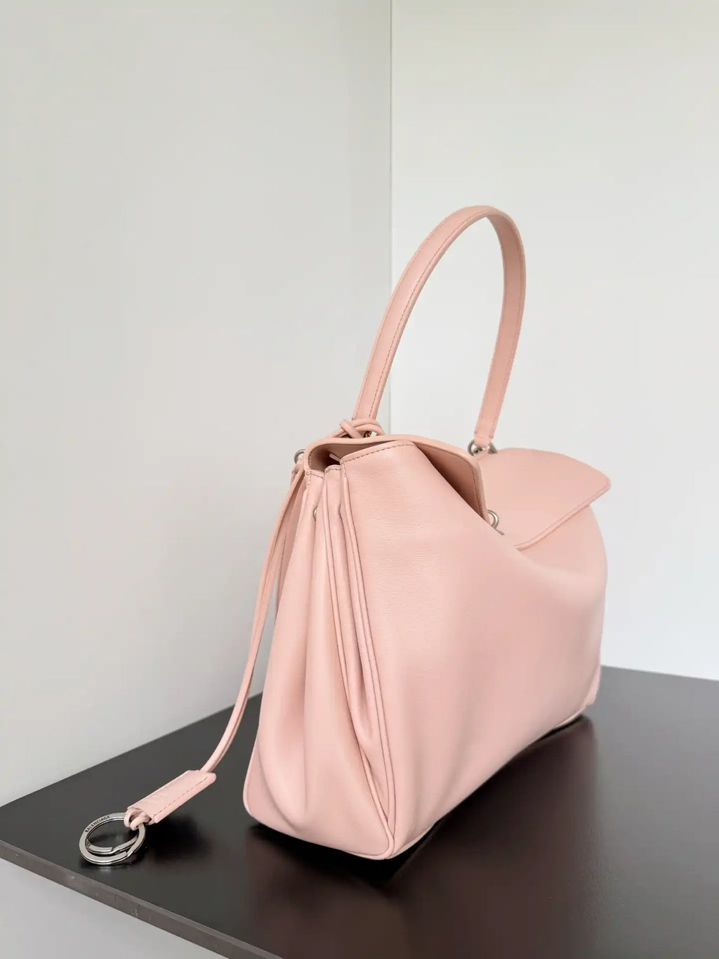 Balenciaga 7897722 Rodeo Handbag Medium in Pink smooth calfskin aged-Silver