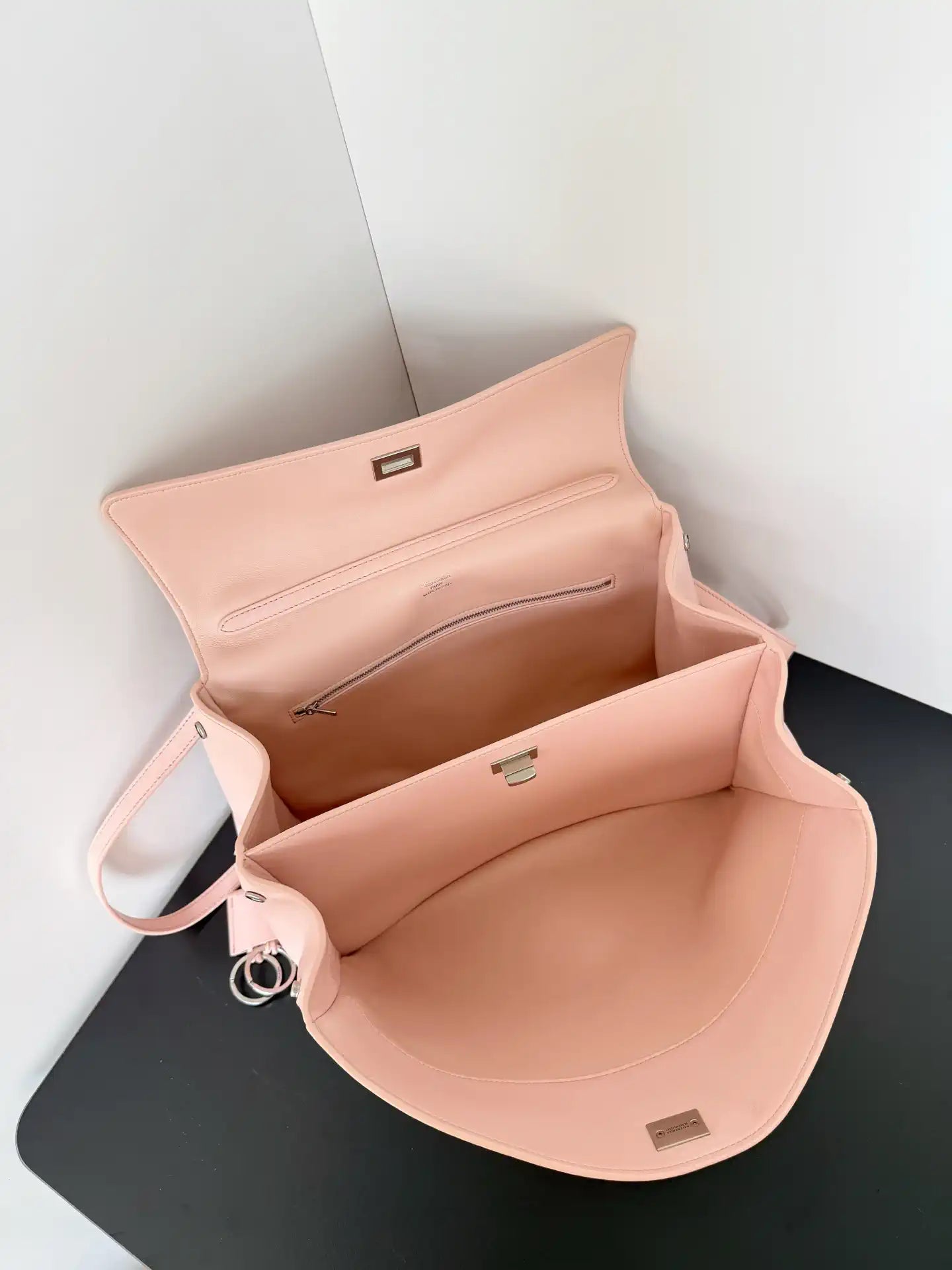 Balenciaga 7897722 Rodeo Handbag Medium in Pink smooth calfskin aged-Silver