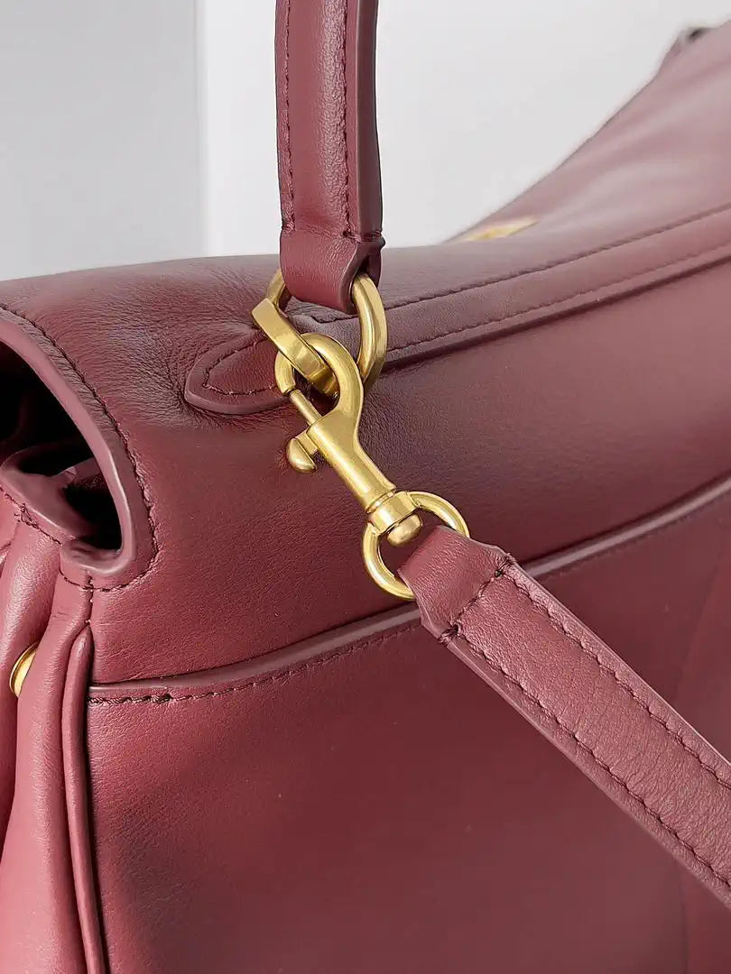 Balenciaga 7897722 Rodeo Handbag Medium in Red smooth calfskin Gold