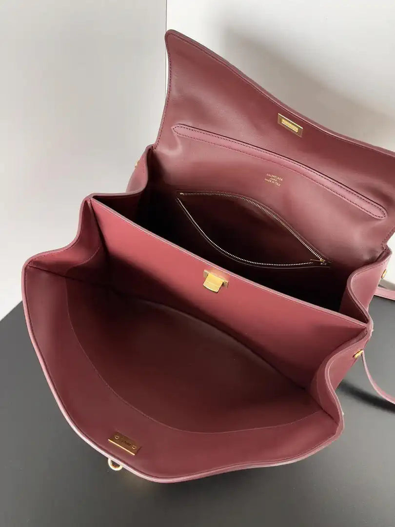 Balenciaga 7897722 Rodeo Handbag Medium in Red smooth calfskin Gold