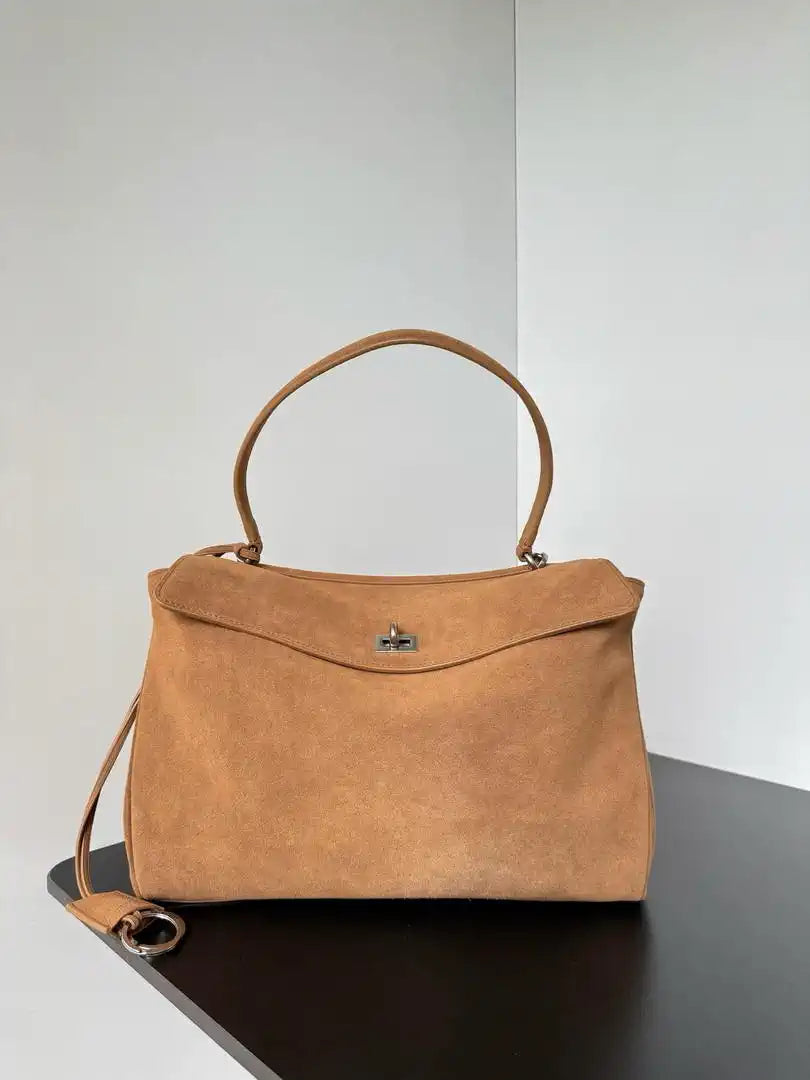Balenciaga 7897722 Rodeo Handbag Medium in Suede aged-Silver