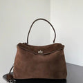 Balenciaga 7897722 Rodeo Handbag Medium in Suede Dark Brown aged-Silver