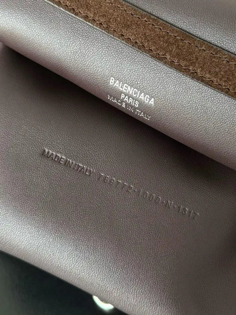 Balenciaga 7897722 Rodeo Handbag Medium in Suede Dark Brown aged-Silver
