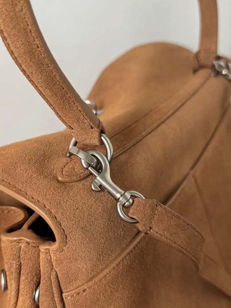 Balenciaga 7897722 Rodeo Handbag Medium in Suede aged-Silver