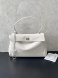 Balenciaga 7897722 Rodeo Handbag Medium in Lychee pattern calfskin