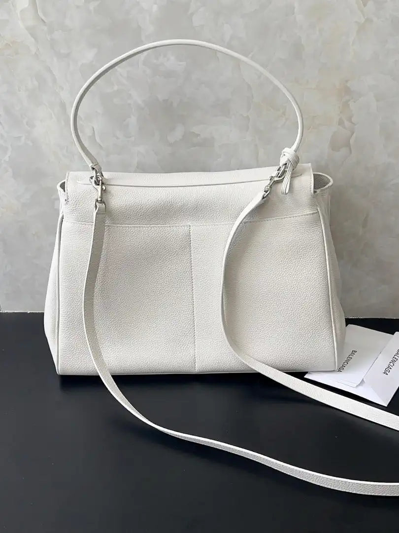 Balenciaga 7897722 Rodeo Handbag Medium in Lychee pattern calfskin