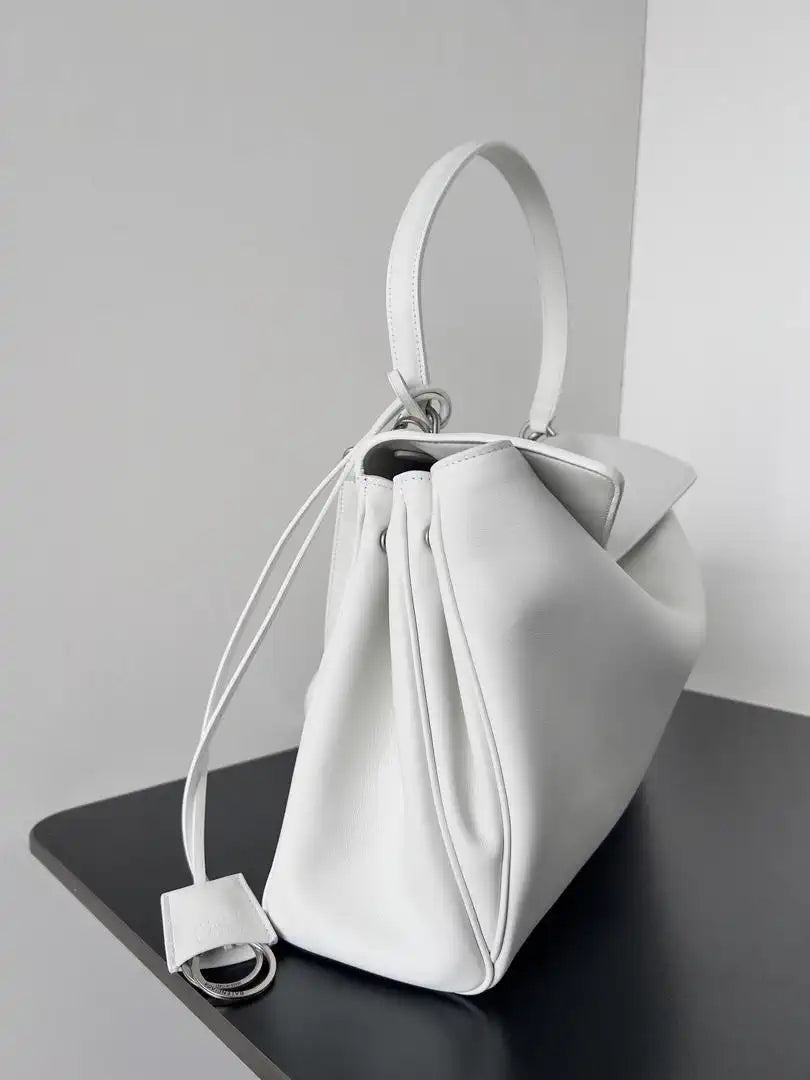 Balenciaga 7897722 Rodeo Handbag Medium in White smooth calfskin aged-gold