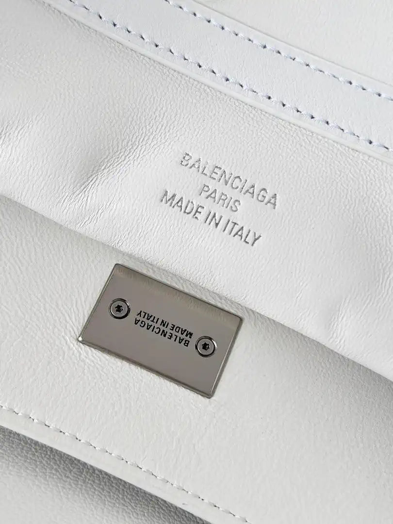 Balenciaga 7897722 Rodeo Handbag Medium in White smooth calfskin aged-gold