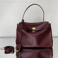 Balenciaga 7897722 Rodeo Handbag Medium in Wine Red smooth calfskin Gold