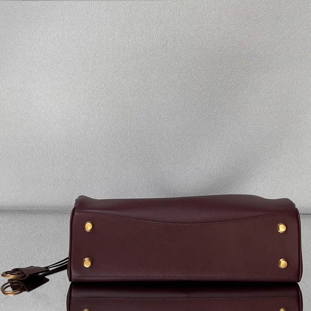 Balenciaga 7897722 Rodeo Handbag Medium in Wine Red smooth calfskin Gold