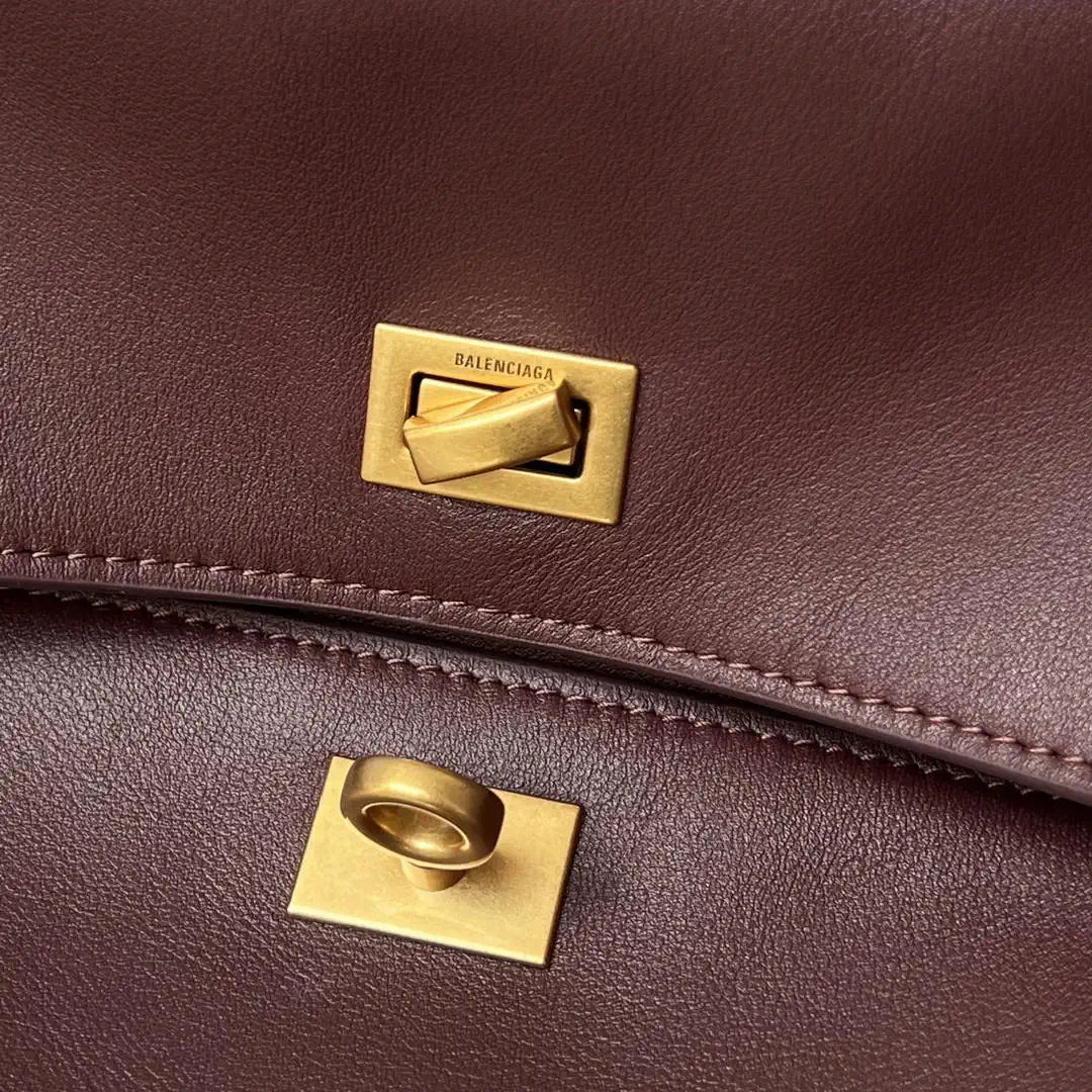 Balenciaga 7897722 Rodeo Handbag Medium in Wine Red smooth calfskin Gold