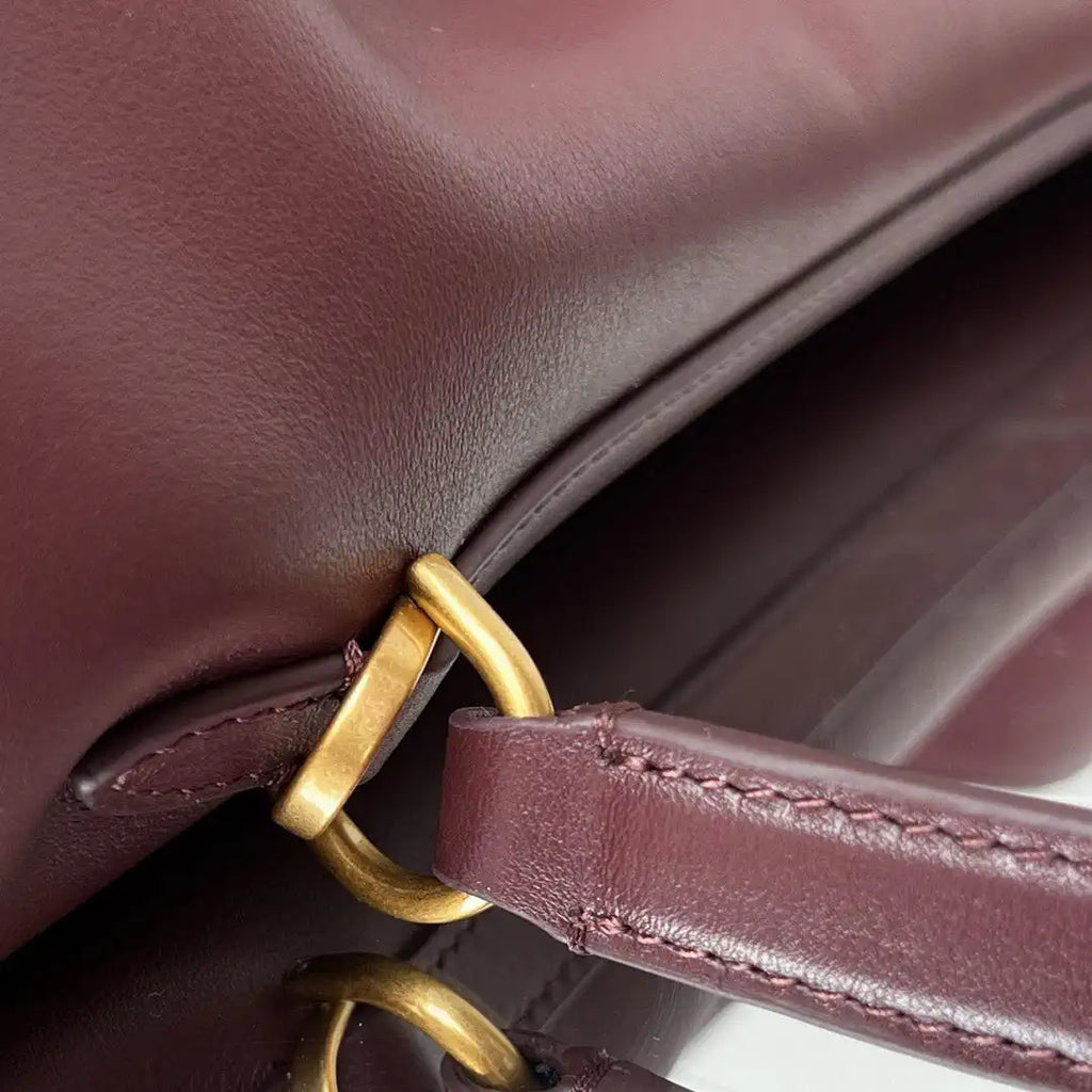 Balenciaga 7897722 Rodeo Handbag Medium in Wine Red smooth calfskin Gold