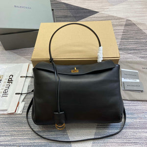 Balenciaga 7897722AA4V1000 Rodeo Medium Handbag in black smooth calfskin - Default Title - View 1