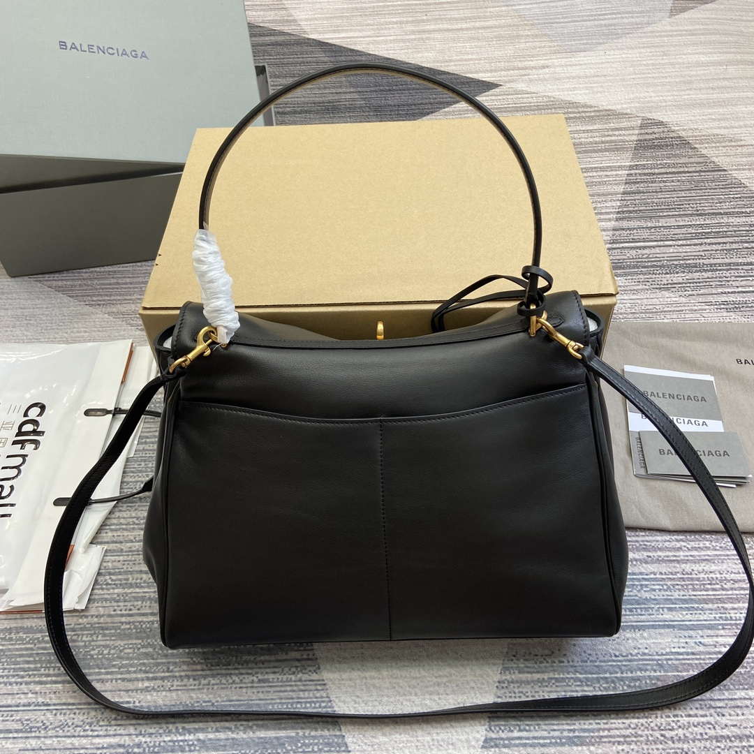 Balenciaga 7897722AA4V1000 Rodeo Medium Handbag in black smooth calfskin - Default Title - View 2