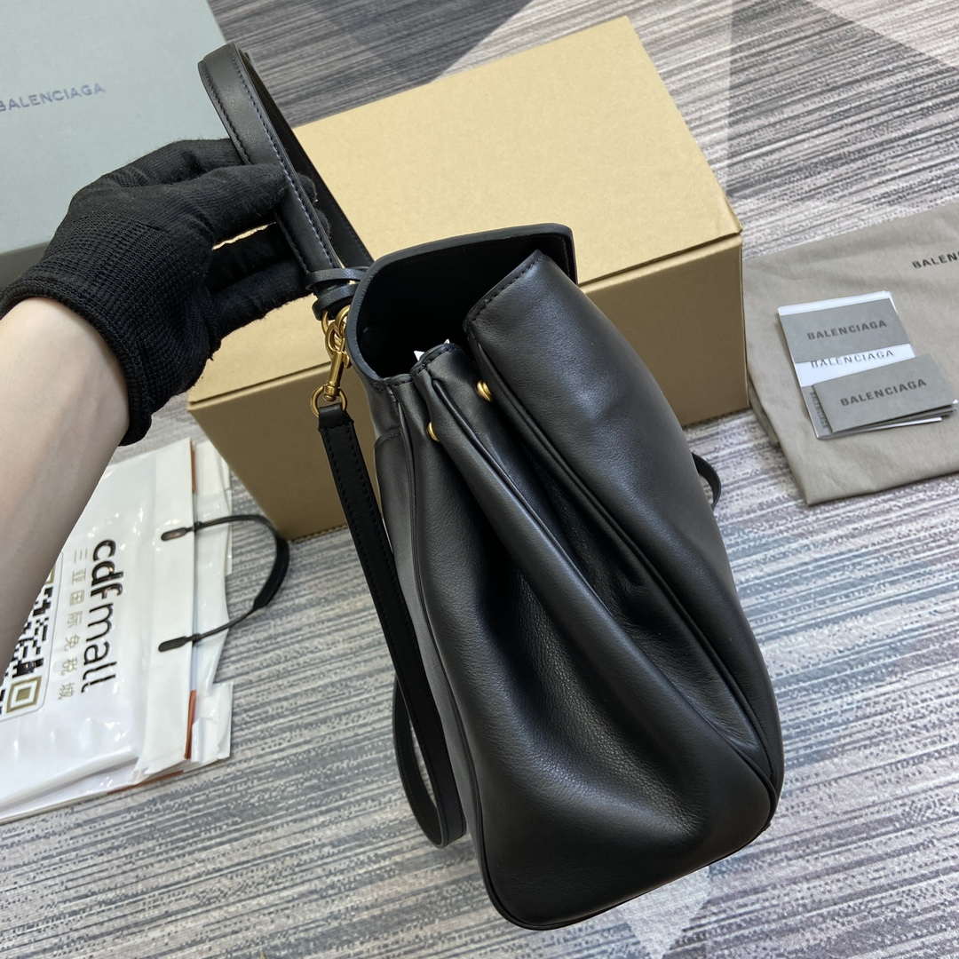 Balenciaga 7897722AA4V1000 Rodeo Medium Handbag in black smooth calfskin