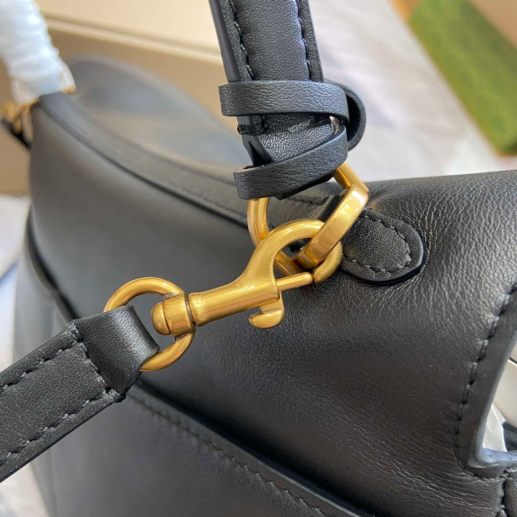 Balenciaga 7897722AA4V1000 Rodeo Medium Handbag in black smooth calfskin