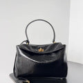 Balenciaga 7897792 Rodeo Handbag Small in Black Crocodile pattern calfskin Gold