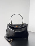 Balenciaga 7897792 Rodeo Handbag Small in Black Crocodile pattern calfskin Gold