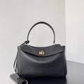 Balenciaga 7897792 Rodeo Handbag Small in black smooth calfskin  aged-gold hardware