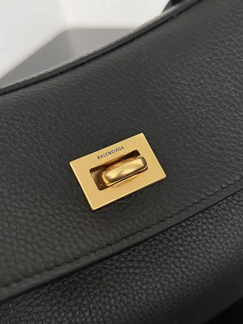 Balenciaga 7897792 Rodeo Handbag Small in black smooth calfskin  aged-gold hardware