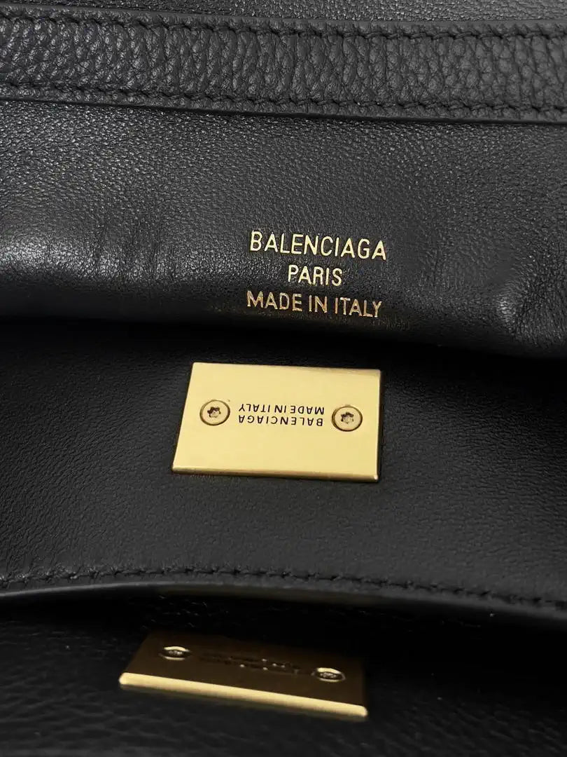 Balenciaga 7897792 Rodeo Handbag Small in black smooth calfskin  aged-gold hardware