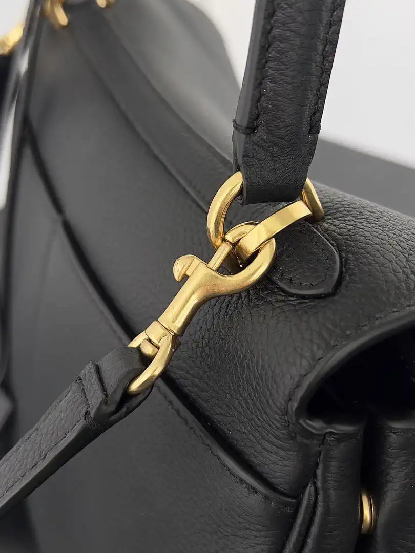 Balenciaga 7897792 Rodeo Handbag Small in black smooth calfskin  aged-gold hardware