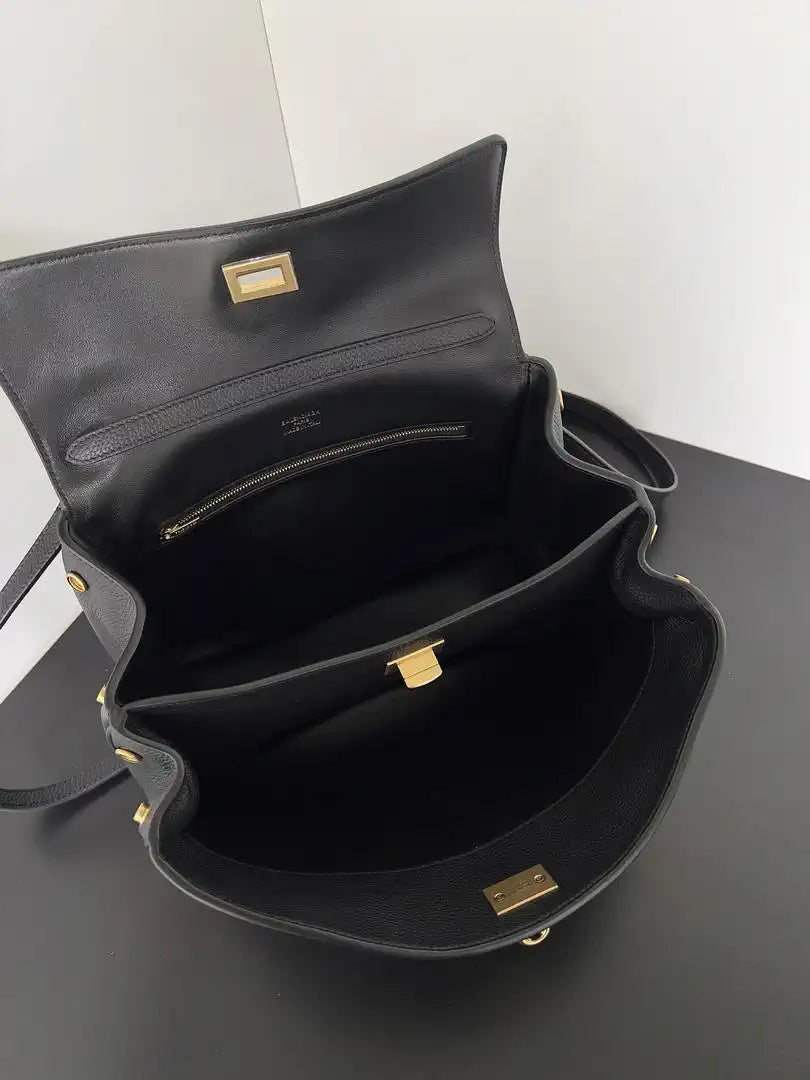 Balenciaga 7897792 Rodeo Handbag Small in black smooth calfskin  aged-gold hardware