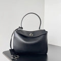 Balenciaga 7897792 Rodeo Handbag Small in black smooth calfskin  aged-Silver