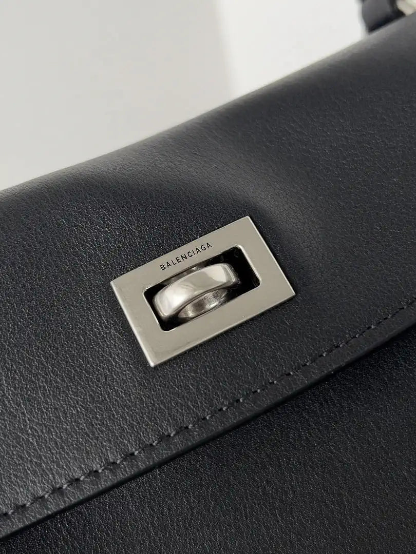 Balenciaga 7897792 Rodeo Handbag Small in black smooth calfskin  aged-Silver