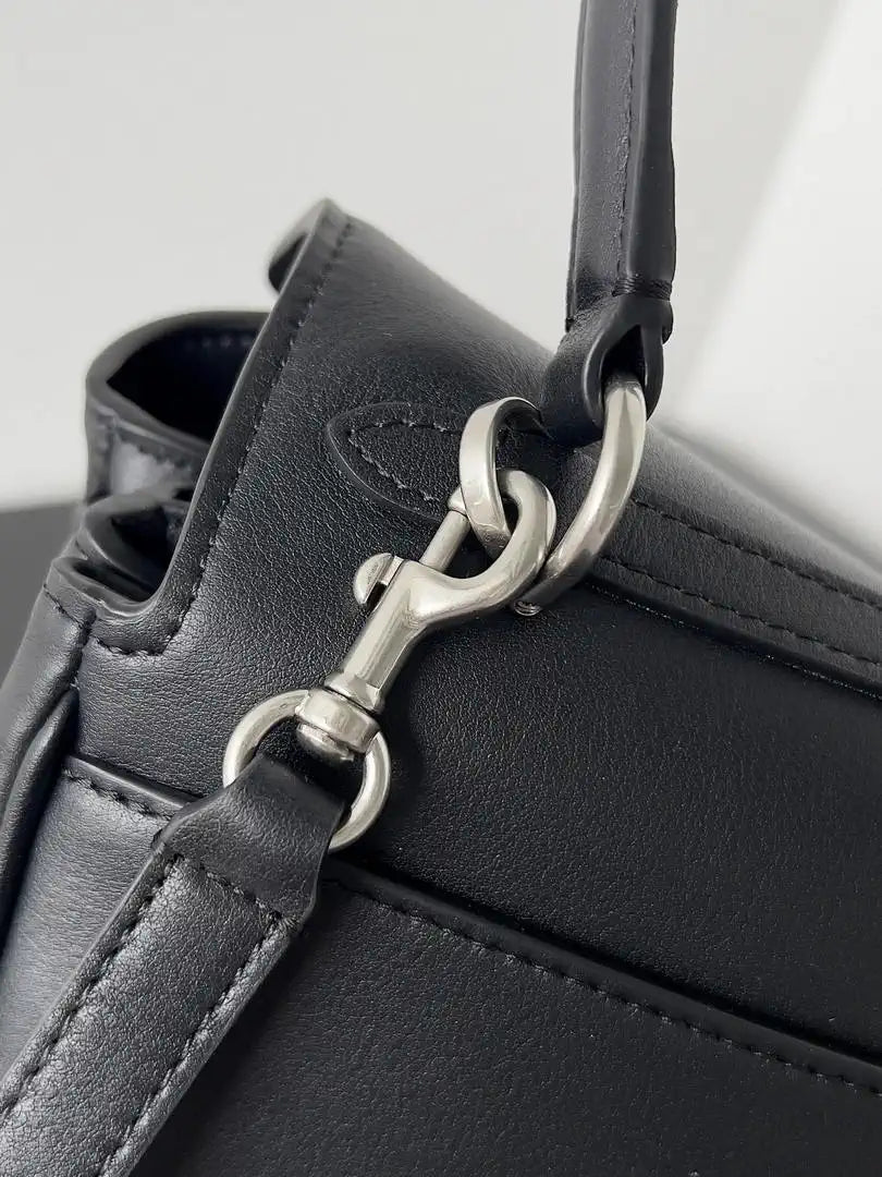 Balenciaga 7897792 Rodeo Handbag Small in black smooth calfskin  aged-Silver