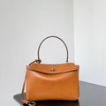 Balenciaga 7897792 Rodeo Handbag Small in Gold Brown smooth calfskin  aged-Silver