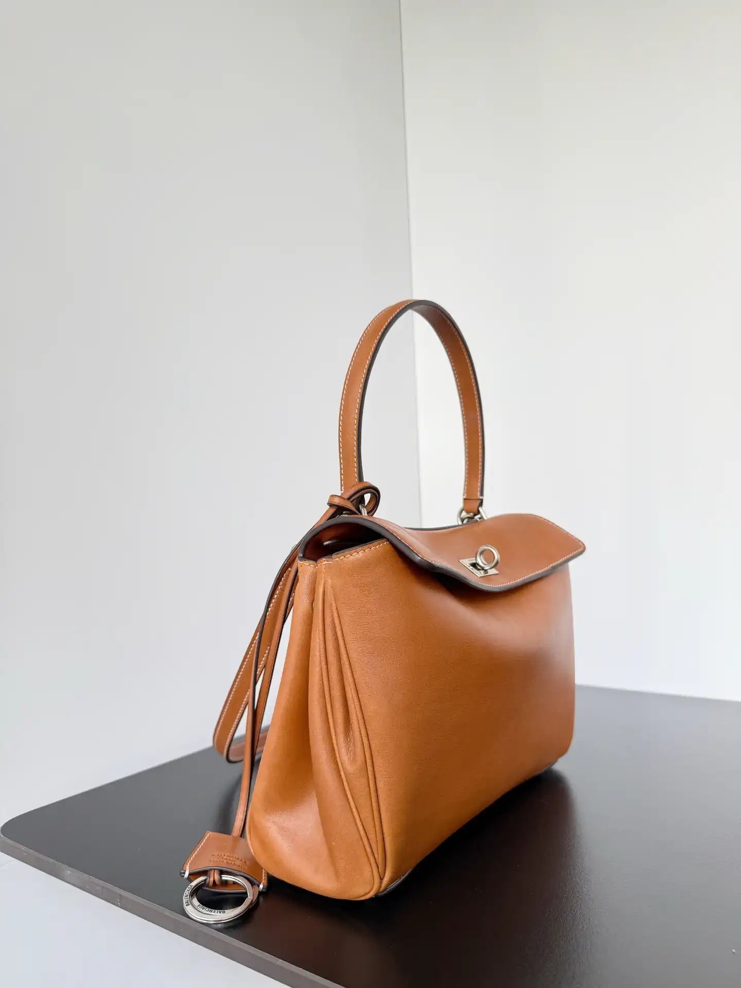 Balenciaga 7897792 Rodeo Handbag Small in Gold Brown smooth calfskin  aged-Silver